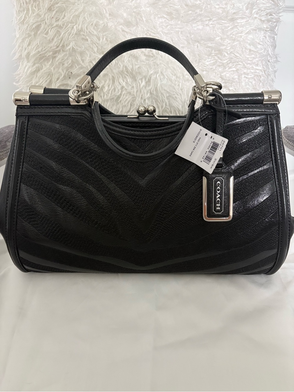RARE Coach Madison Stitched Zebra Carrie 26701 Black NWT